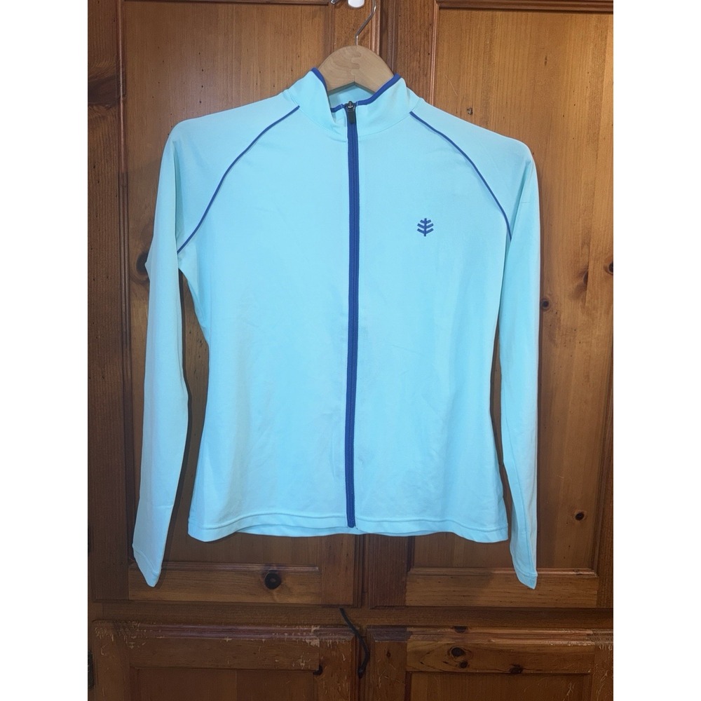 Coolibar Water Jacket UPF 50+ Long Sleeve Full Zip Women's S Swim Blue Rashguard